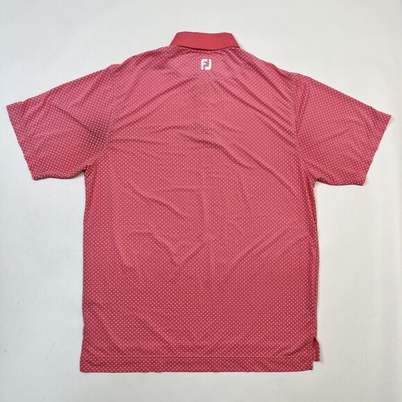 FJ FootJoy Pink White Circle Dot Golf Mens Short Sleeve Polo Shirt Medium - Picture 3 of 8